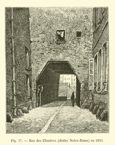 Rue des Chantres, klooster Notre-Dame, in 1820 door French School