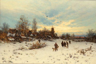 Een winterzonsondergang door Friedrich Nicolai Joseph Heydendahl