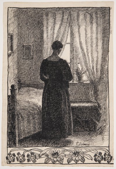 In de slaapkamer. Anna Syberg? door Fritz Syberg