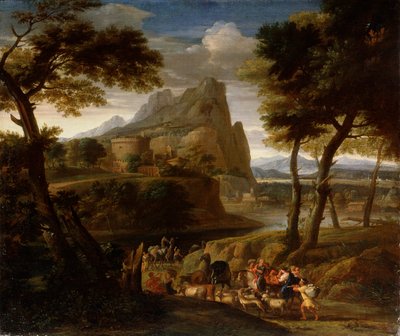 Landschap met karavaan door Gaspard Dughet