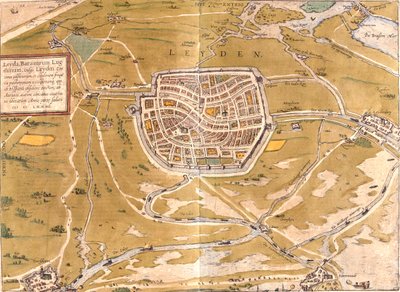 Leiden, Nederland door Georg and Hogenberg Franz (1535 90) Braun