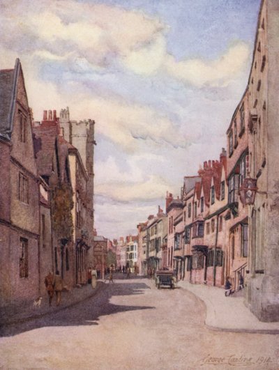 Oxford: Holywell Street (kleur litho) door George Carline