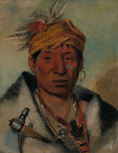 Ah-yaw-né-tak-oá-ron een krijger, 1831 door George Catlin