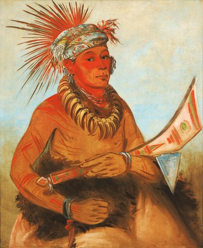 Pah-ta-cóo-chee, Schietende Ceder, een Dappere, 1832 door George Catlin