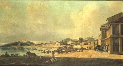 Uitzicht op Macao door George Chinnery