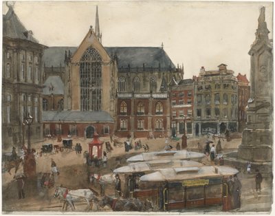 De Dam te Amsterdam door George Hendrik Breitner