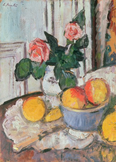 Rozen en fruit door George Leslie Hunter