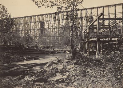 Trestle-brug bij Whiteside, 1860s door George N. Barnard