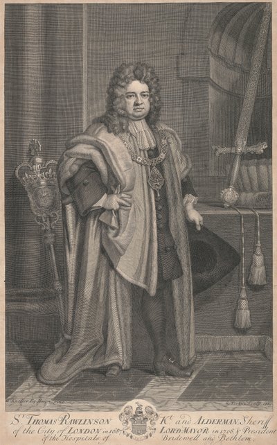 Sir Thomas Rawlinson door George Vertue