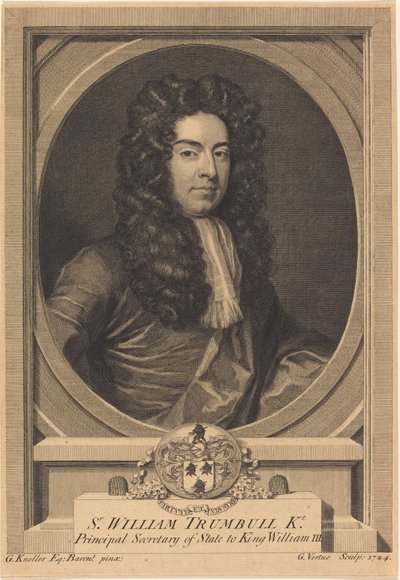 William Trumbull door George Vertue after Sir Godfrey Kneller