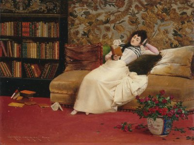 Lezen, ca.1890 (olieverf op doek) door Georges Croegaert