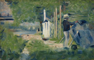 Man schildert zijn boot, ca. 1883 door Georges Seurat