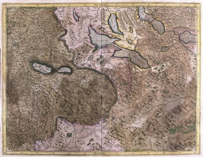 Meren in Zwitserland (gravure) door Gerardus Mercator