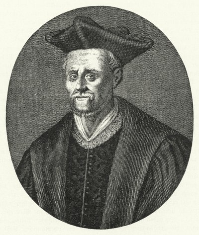 Francois Rabelais, Franse schrijver (gravure) door German School