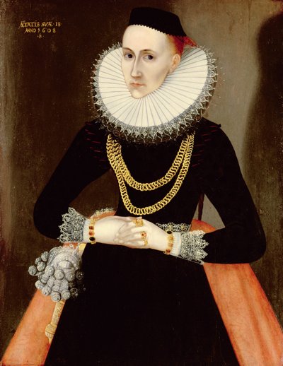 Portret van een jonge dame, 1608 door German School