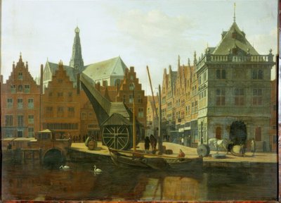 De haven in Haarlem door Gerrit Adriaensz Berckheyde