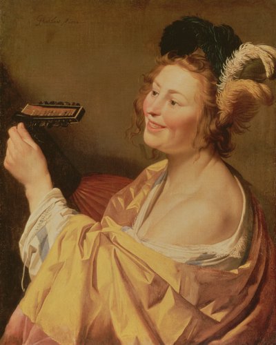 Een Muzikant, 1624 door Gerrit van Honthorst