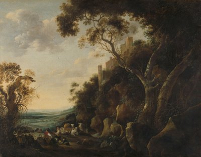 Landschap met herders door Gijsbert Gillisz de Hondecoeter