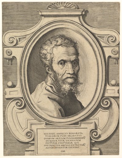 Portret van Michelangelo door Giorgio Ghisi