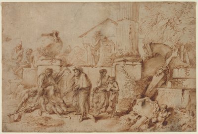 Tobit Begraaft de Doden, 1640s door Giovanni Benedetto Castiglione