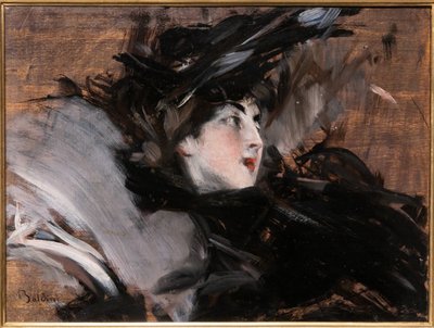 Dame met een hoed door Giovanni Boldini