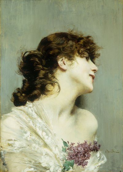 Profiel van een jonge vrouw door Giovanni Boldini