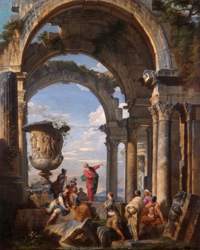 Sint Paulus Predikend in Athene door Giovanni Paolo Panini