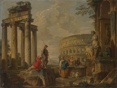 Het Colosseum tussen Romeinse Ruïnes door Giovanni Paolo Panini