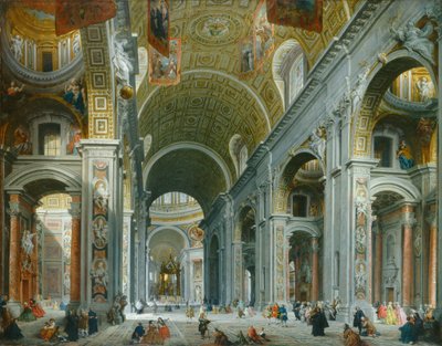 Interieur van Sint-Pieter, Rome door Giovanni Paolo Pannini