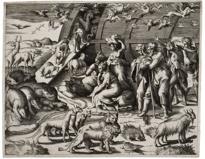 Noach verlaat de ark, 1544 door Giulio Bonasone