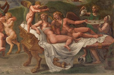 Bruiloftsfeest van Cupido en Psyche (detail) door Giulio Romano