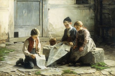 Het Repareren van de Vlieger, 1895 door Gustav Igler