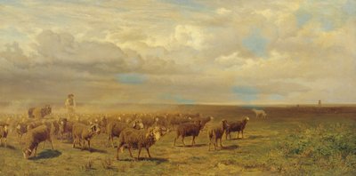 Schapen in de Puszta door Gustav Ranzoni