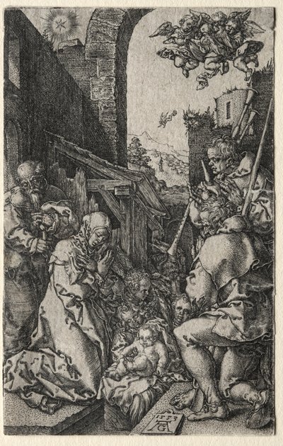 De aanbidding van de herders, 1553 door Heinrich Aldegrever