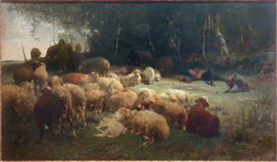 Herderjongen met schapen door Heinrich von Zügel