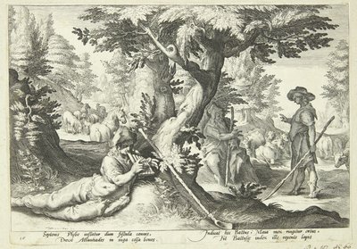 Battus verandert in Steen door Hendrick Goltzius