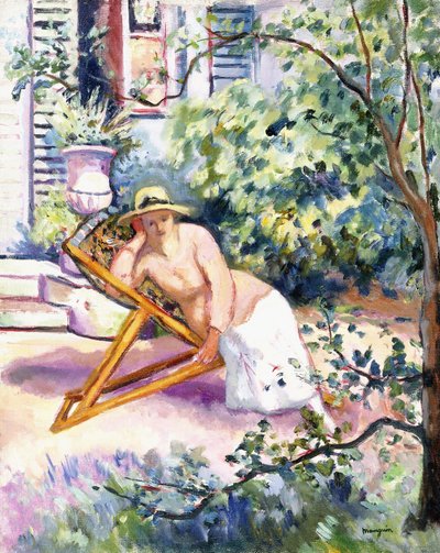 Jeanne in de Tuin in Neuilly door Henri Charles Manguin