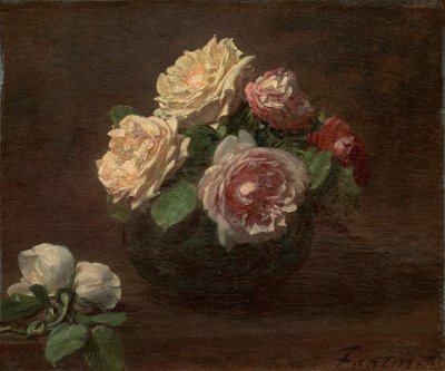 Rozen in een Kom door Ignace Henri Jean Fantin Latour