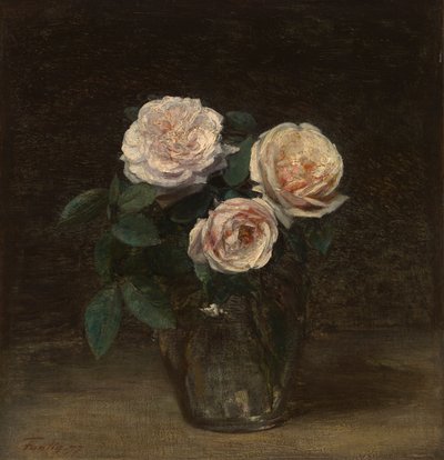 Stilleven met rozen door Ignace Henri Jean Fantin Latour