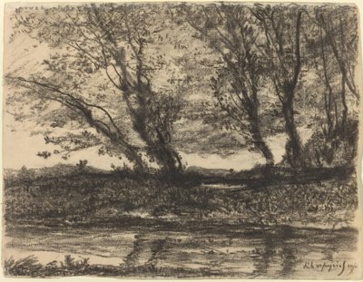 Landschap door Henri Joseph Harpignies