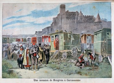 Hongaarse zigeuners buiten Carcassonne, Frankrijk, 1898 door Henri Meyer