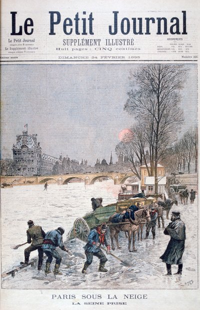 De bevroren Seine, winter, Parijs, 1895 door Henri Meyer