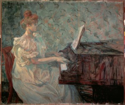 Misia Natanson aan de vleugel door Henri de Toulouse Lautrec