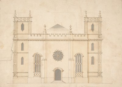 Gevel van een gotische revival kerk, 1745-76 door Henry Keene.