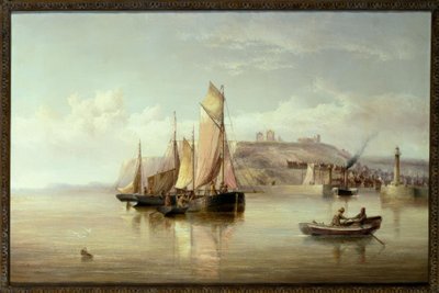 De ingang van de haven van Whitby door Henry Redmore