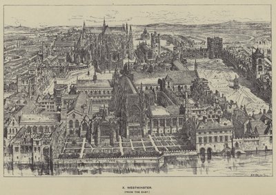 Westminster, vanuit het Oosten door Henry William Brewer