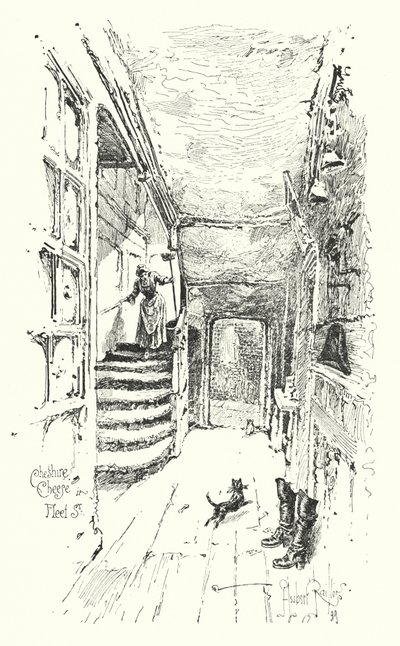 Cheshire Cheese, Fleet Street, Londen door Herbert (after) Railton