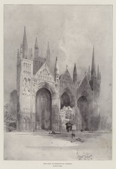 Westelijke Voorzijde van de Kathedraal van Peterborough door Herbert Railton