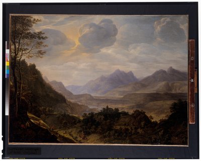 Een uitgestrekt Rijnlands landschap door Herman the Younger Saftleven