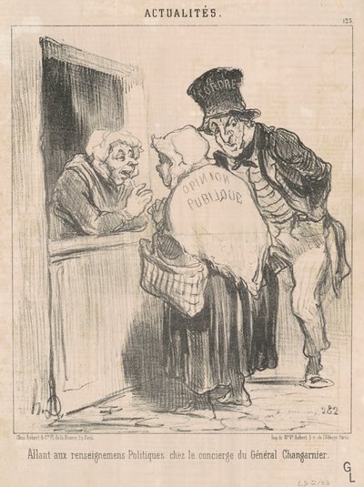 Allant aux renseignements politiques ... door Honoré Daumier